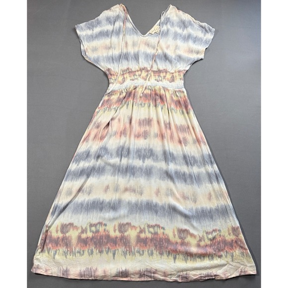 Bebop Womens Medium Tie Dye Maxi Dress Short Sleeve Casual Summer - Picture 1 of 3